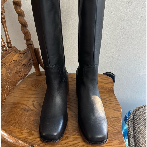 Size 9 Patina Black Boots. Never Worn Knee Height Flat Soles